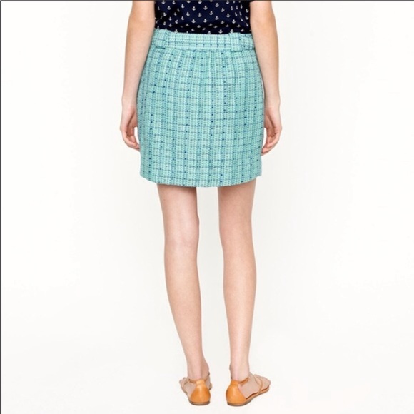 J. Crew Aqua Mint Tweed Shirred Flare Mini Skirt - Picture 10 of 12